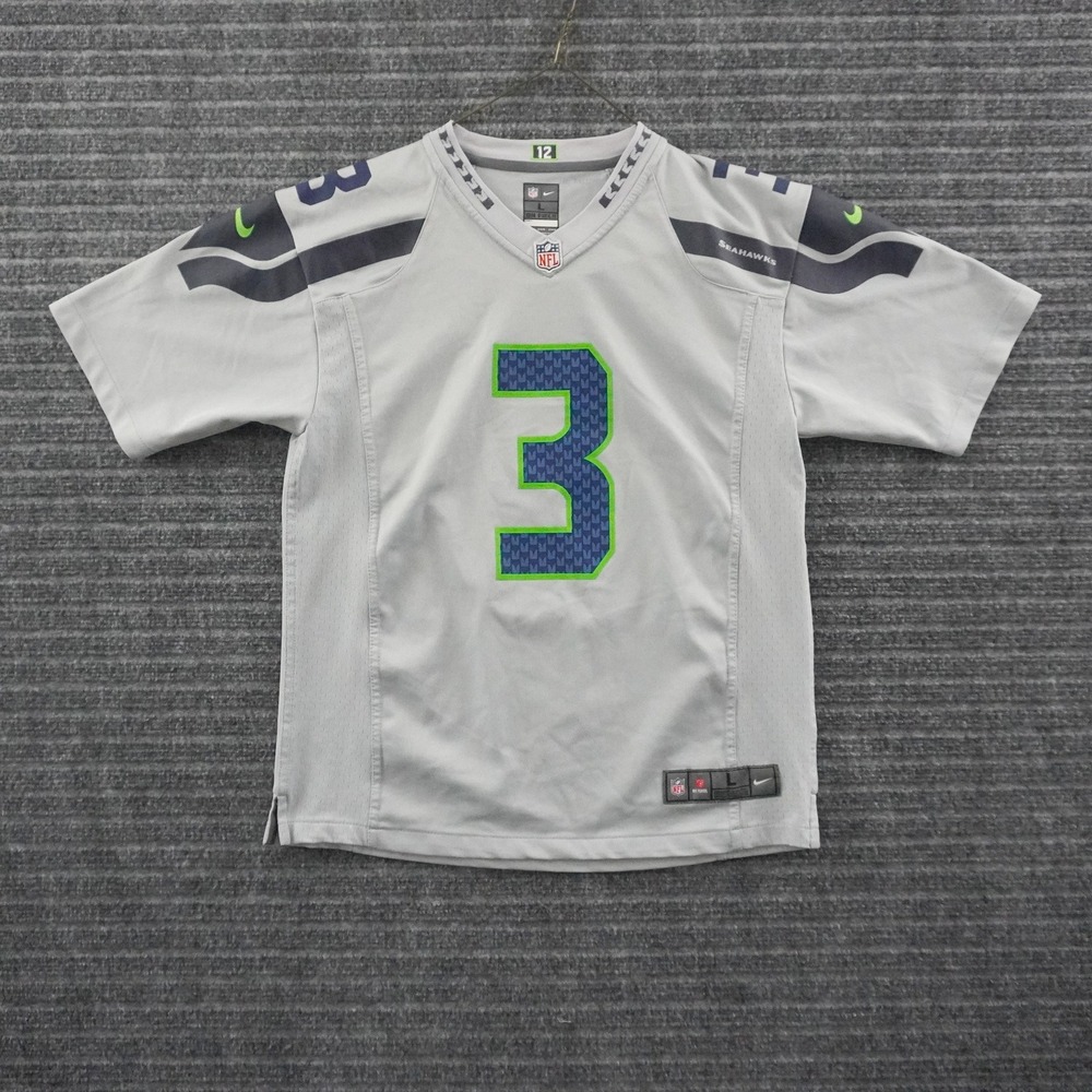 Nike Seattle Seahawks Russell Wilson Football Jersey Youth L Grey 3
